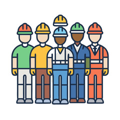 Diverse construction workers pose together, showcasing the different jobs concept.