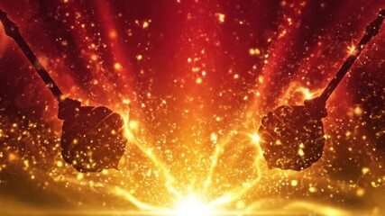 Hanuman Puja with Glowing Sacred Energy on Deep Red to Gold Devotional Gradient