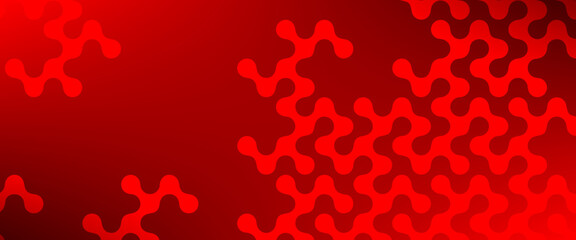 Bold red abstract vector background with repeating organic puzzle-like shapes, smooth curves, and a modern geometric pattern on a deep red gradient backdrop.