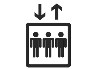 シンプルなエレベーターのピクトグラム　3人　黒