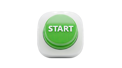 Green Start Button Pressed on White Background