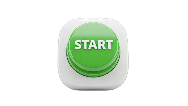 Green Start Button Pressed on White Background - Powered by Adobe