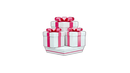 Obraz premium Gift Boxes Stacked with Pink Ribbons on White Background