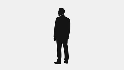 Fototapeta premium Silhouette of a man in a suit standing against a white background.