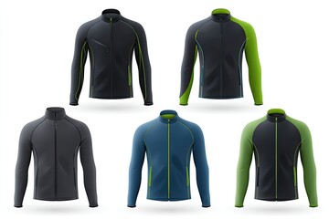 Assortment of sporty jackets in various colors and designs