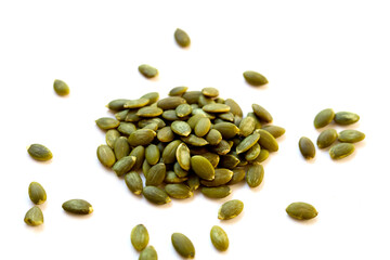 Delicious peeled green pumpkin seeds