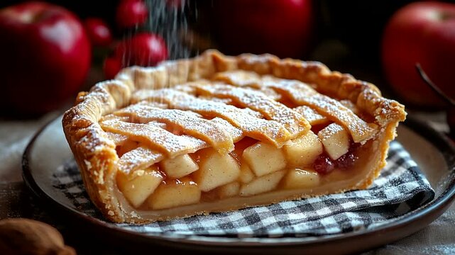 Freshly Baked Apple Pie with Cinnamon and Apples
