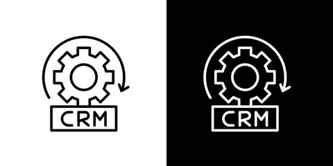CRM System Gear Icon - Customer Relationship Management Automation Concept