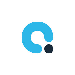 A minimalist blue letter 'Q' logo with a dark dot, creating a modern and clean design.