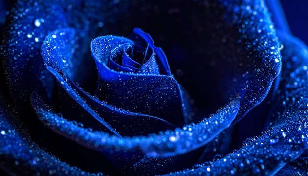 Extreme close-up of a wet, textured dark blue rose petal surface. - Powered by Adobe