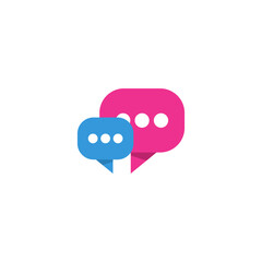 Two colorful overlapping speech bubbles with three dots inside, representing communication or chat.