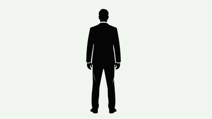 Silhouette of a man in a suit standing facing away from the camera.