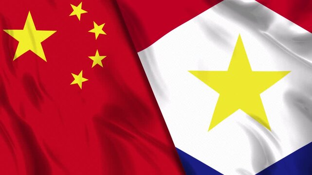 China and Saba Flag Animation Seamless Loop | Ultra HD 4k