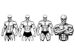 Mascular Man with Skull Head