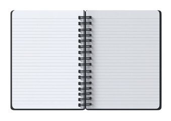Horizontal flip notebook page clean sheet isolated on white background