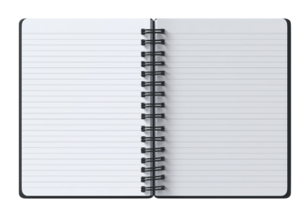 Horizontal flip notebook page clean sheet isolated on white background