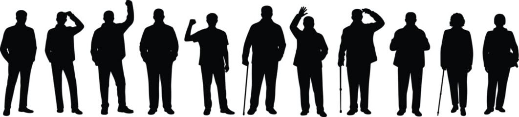 vector illustration of a set of silhouettes of people