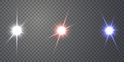 Glowing shine transparent light effect, White glowing light explosion effect. PNG ideal for realistic photo flare with shine ray glow, Sun flash with warm rays, and spotlight.
