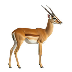 Fototapeta premium A graceful antelope stands elegantly against a plain white background. its slender body and distinct horns. ideal for wildlife photography and educational purposes