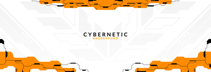 Modern Futuristic Tech Frame Background with Orange Accents