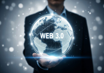 A digitally enhanced image presenting a person holding a glowing globe