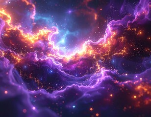 Obraz premium Glowing ethereal cosmic scene, swirling nebulae with vibrant colors