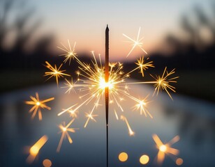 Sparkler Lighting Up Night Sky with Beautiful Bokeh Effect