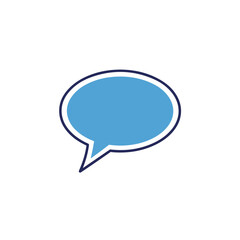 Naklejka premium Blue Speech Bubble Icon with Dark Outline on White Background.