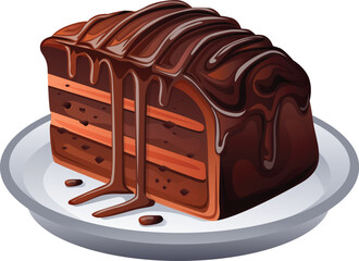 dark cake slice with melting chocolate