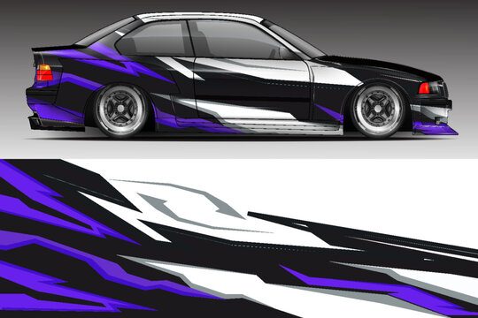 Car decal graphic vector, truck and cargo van wrap vinyl sticker. Graphic abstract stripe designs for branding, race and drift livery car