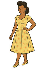 Frau in hellem Kleid - Vintage Frau Grakik - Kultur Illustration - Frauen Clipart
