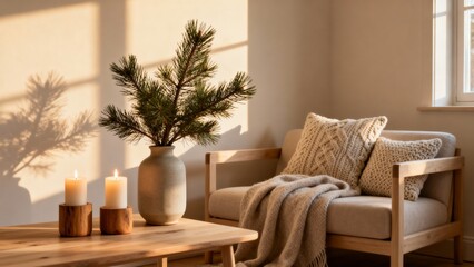 Fototapeta premium Scandinavian Christmas Interior Style