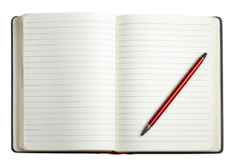 Open diary page with lines and doodles isolated on a white background (second variation)