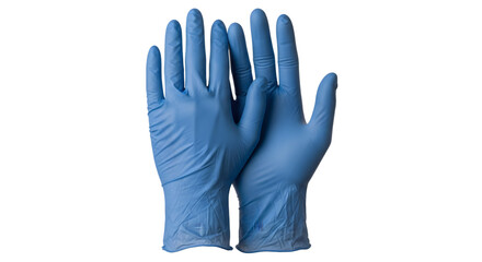 Obraz premium Protective blue medical gloves isolated on a clean white backdrop offering safety isolated on tranparent background