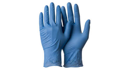 Protective blue medical gloves isolated on a clean white backdrop offering safety isolated on tranparent background