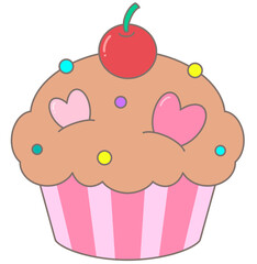 valentine chocolate cupcake with cherry top