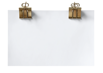Paper sheet with metal clips isolated on a white background