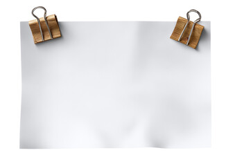 Paper sheet with metal clips isolated on a white background (second variation)
