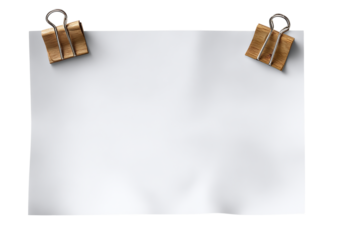 Paper sheet with metal clips isolated on a white background (second variation)