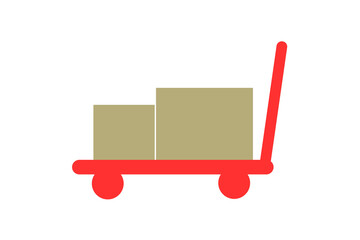 荷物が乗ったカート　赤 