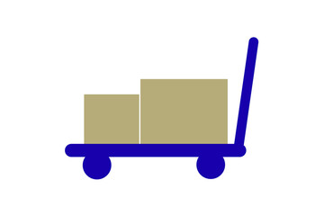 荷物が乗ったカート　青 