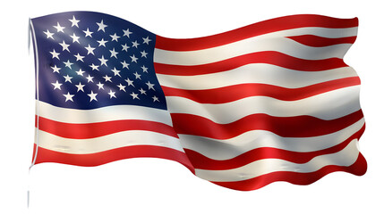 Obraz premium Patriotic american flag stars stripes waving isolated for independence day isolated on tranparent background