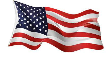 Obraz premium Waving united states of america flag, patriotism symbol, independence day concept isolated on tranparent background