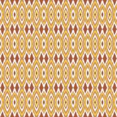 Seamless Geometric Ikat Pattern in Brown Yellow and White Tones