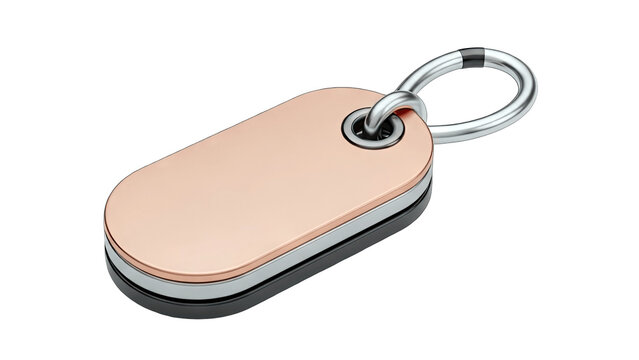 Metallic Keychain with Tag Isolated on White Background