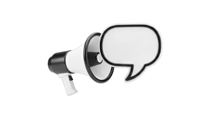 Megaphone with Speech Bubble Announcing on White Background