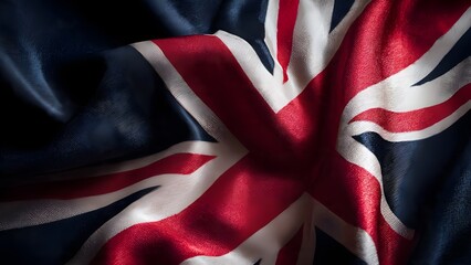 Realistic Union Jack Flag with Fabric Texture and Lighting for British Identity and Heritage
