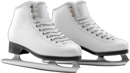 Elegant White Ice Skates on a Transparent Background for Sports