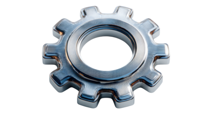 Metallic Gear Isolated on White Background for Industrial Use