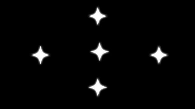 sparkling stars Shine animation,glowing light effect, retro shine movement,dazzling glowing stars, magical twinkling stars,glitter animation on black screen background.4K